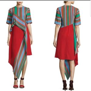 DVF silk dress with asymmetric stripe Panel